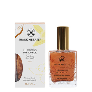 Thank Me Later Illuminating Dry Body Oil - Vanilla met doosje