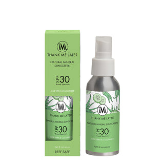 Thank Me Later Natural Mineral Sunscreen SPF30 - Aloe Vera & Cucumber met doosje