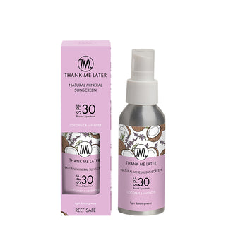 Thank Me Later Natural Mineral Sunscreen SPF30 - Coconut & Lavender met doosje