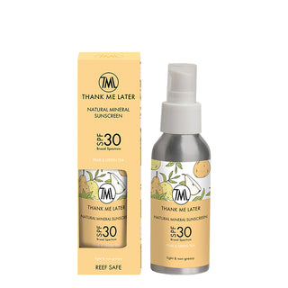 Thank M Later Natural Mineral Sunscreen SPF30 - Pear & Green Tea met doosje