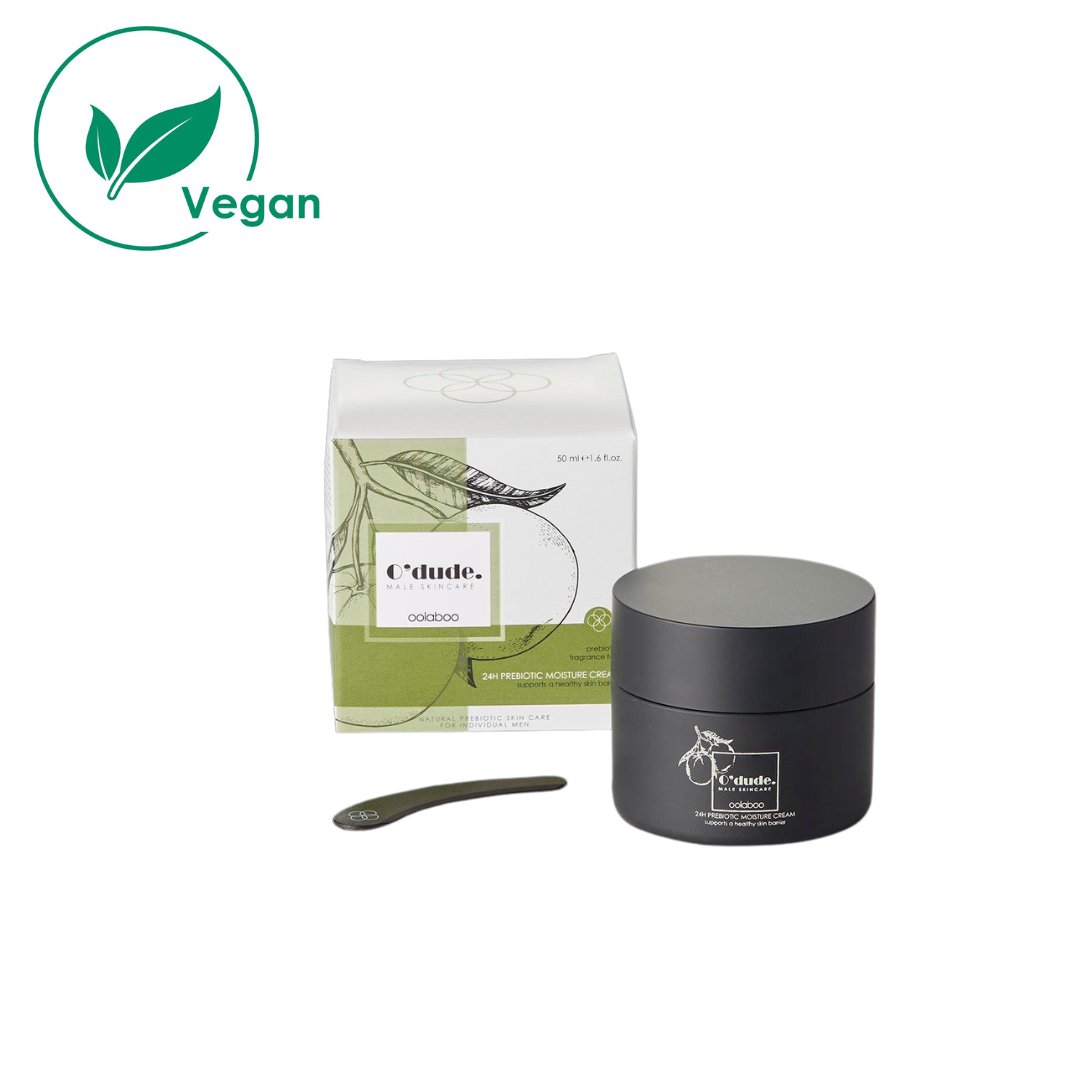 Oolaboo O'Dude 24H Prebiotic-Moisture Cream pot met doosje en spatel, vegan