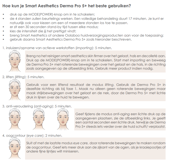 Oolaboo Smart Aesthetics Derma Pro 5+ gebruiksaanwijzing in stappen