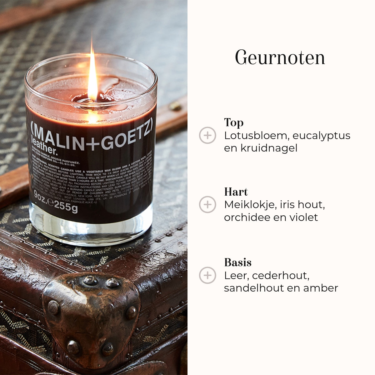 Geurkaars - Leather 255gr geurnoten