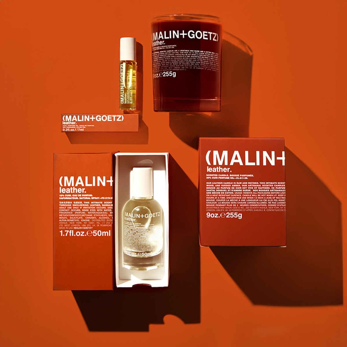 Malin+Goetz leather geurkaars en leather parfum en sample