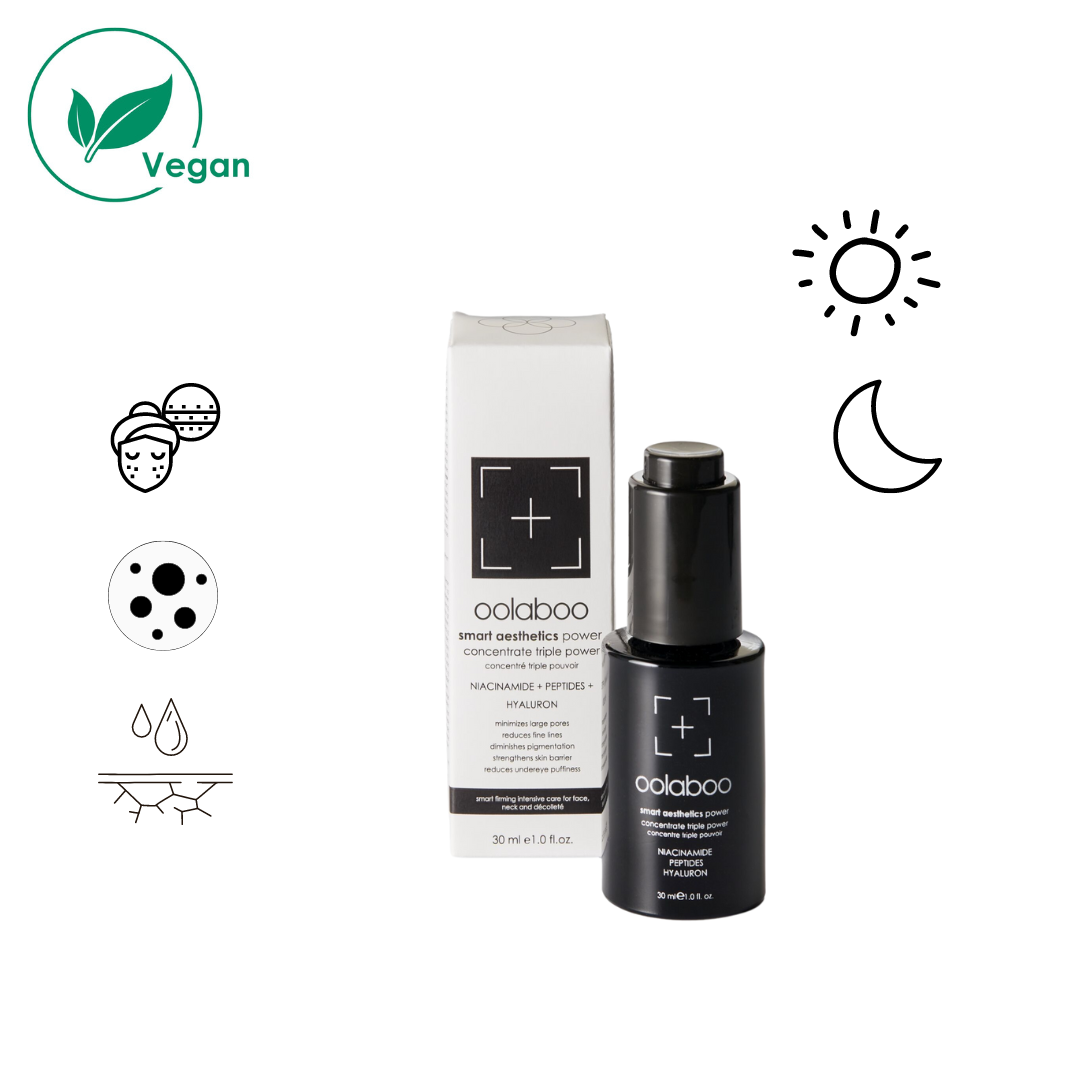 Oolaboo Smart Aesthetics Triple Power 30 ml met vegan- en werkingsiconen