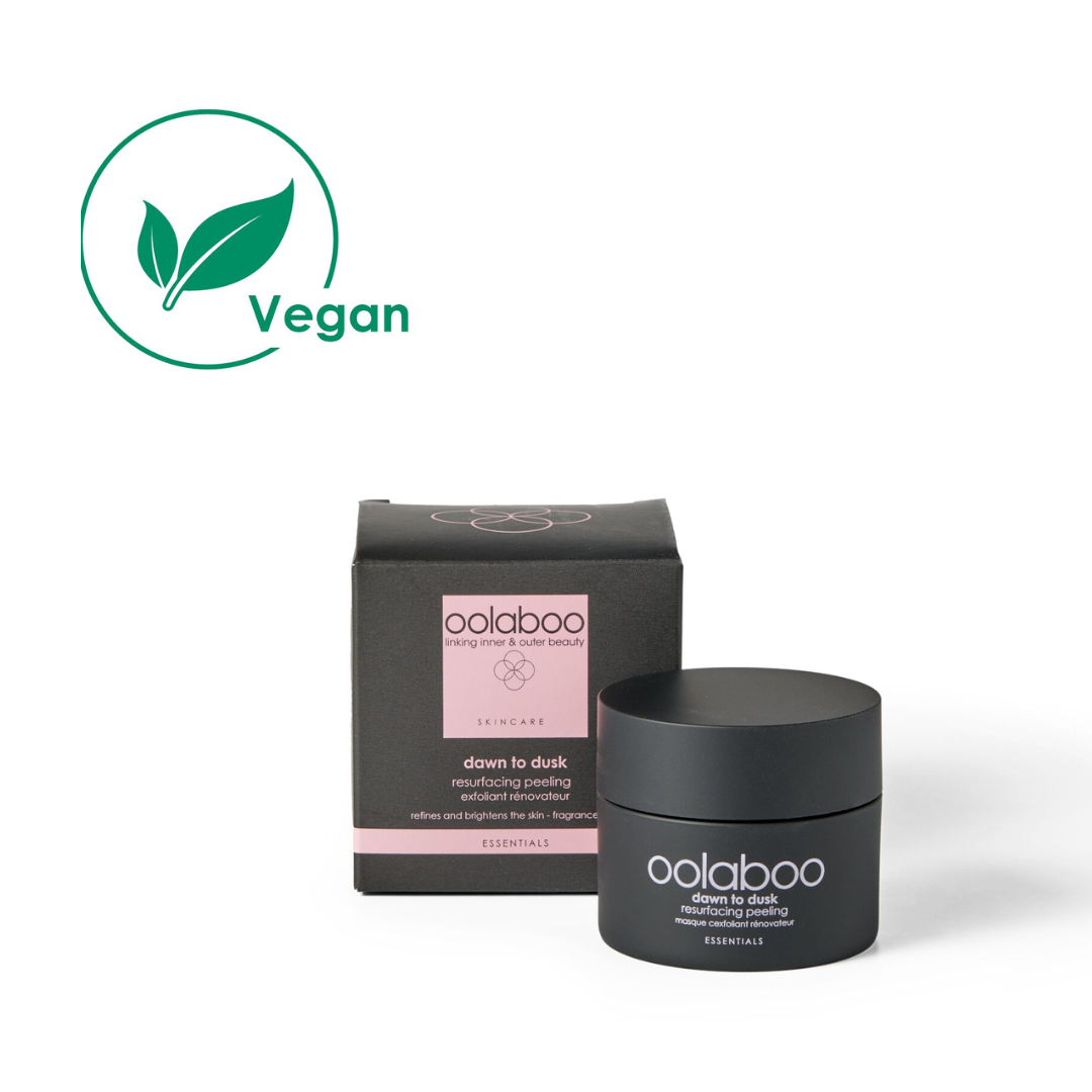 Oolaboo Dawn to Dusk Resurfacing Peeling 50 ml pot met doosje en vegan-logo