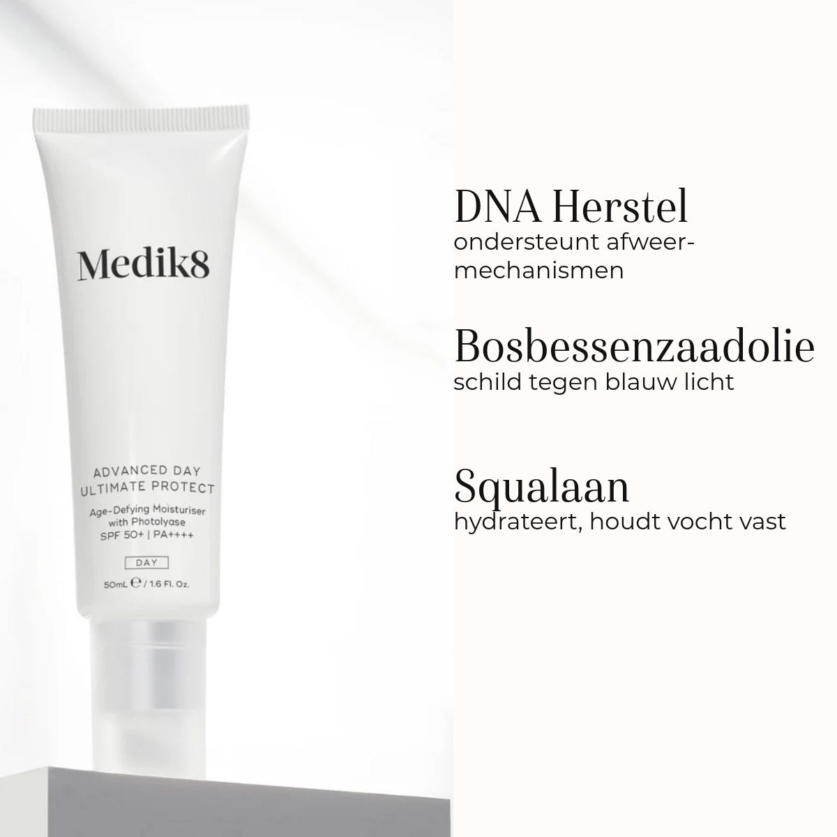 Medik8 Advanced Day Ultimate Protect SPF 50+ ingrediënten bosbes en squalaan