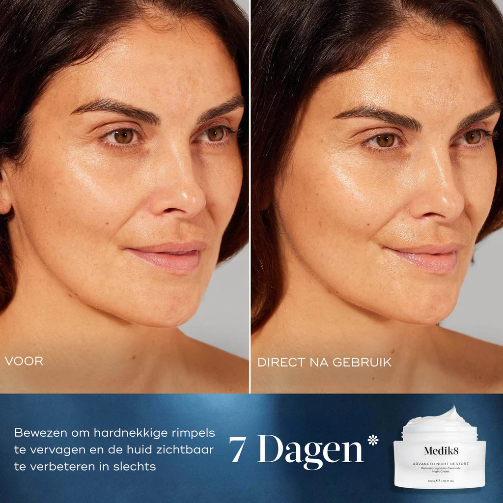 Medik8 Advanced Night Restore 50ml voor en na direct na gebruik