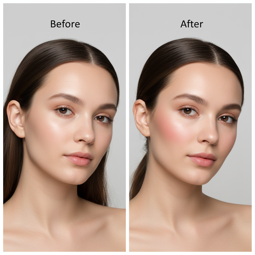 John van G Duo Blush 02 - Glam & Glow voor en na