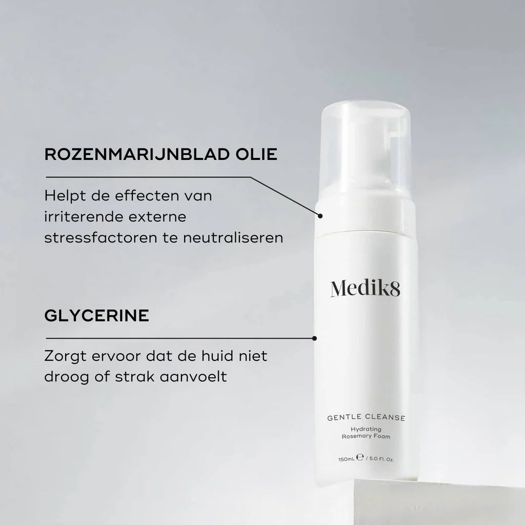 Medik8 Gentle Cleanse ingrediënten rozemarijnbladolie en glycerine