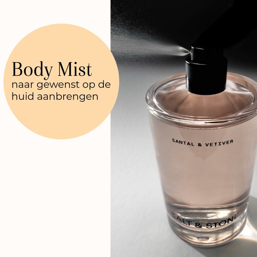 Salt & Stone Body Mist Santal & Vetiver 100ml gebruik